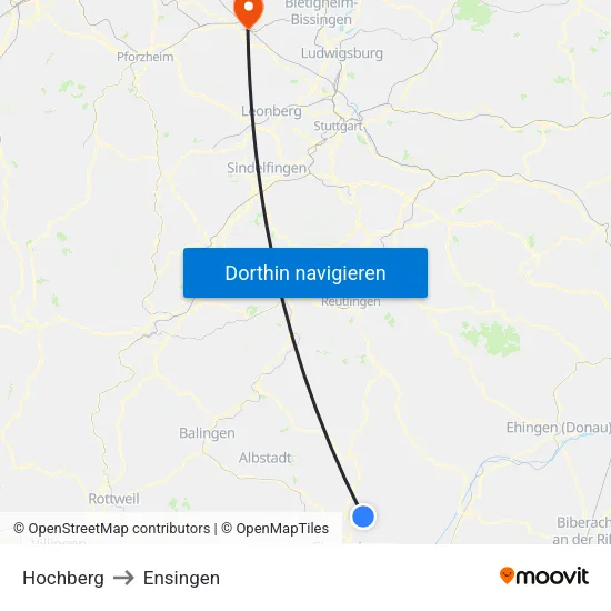 Hochberg to Ensingen map