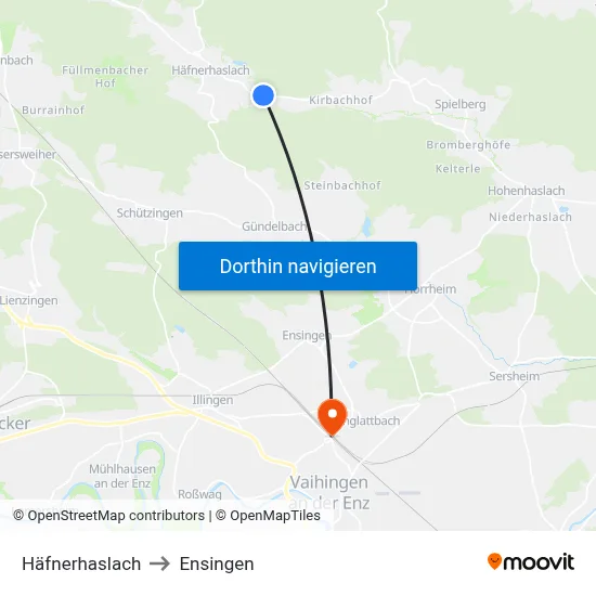 Häfnerhaslach to Ensingen map