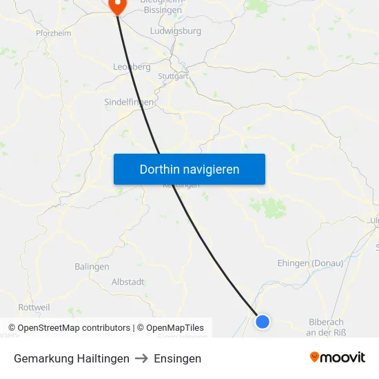 Gemarkung Hailtingen to Ensingen map