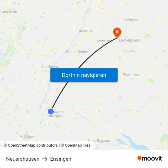 Neuershausen to Ensingen map