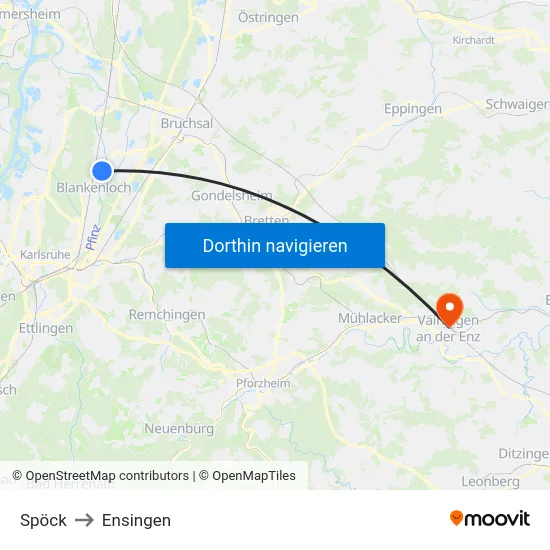 Spöck to Ensingen map