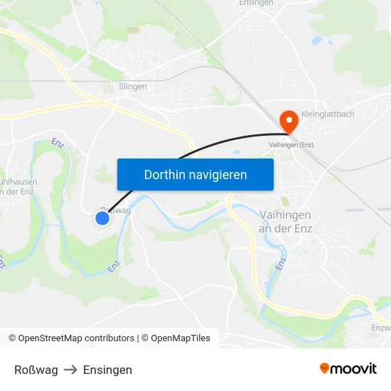 Roßwag to Ensingen map