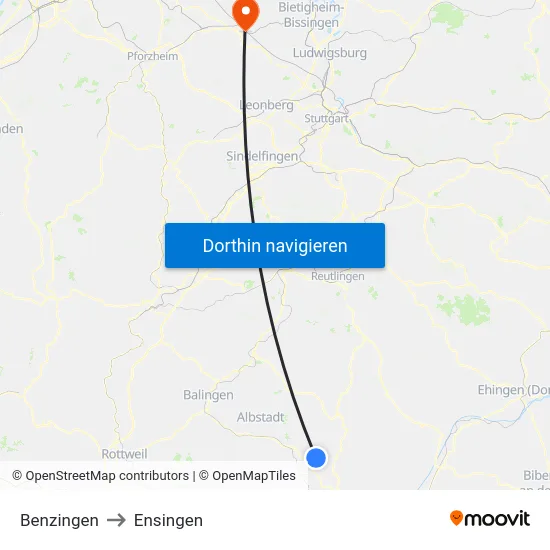 Benzingen to Ensingen map