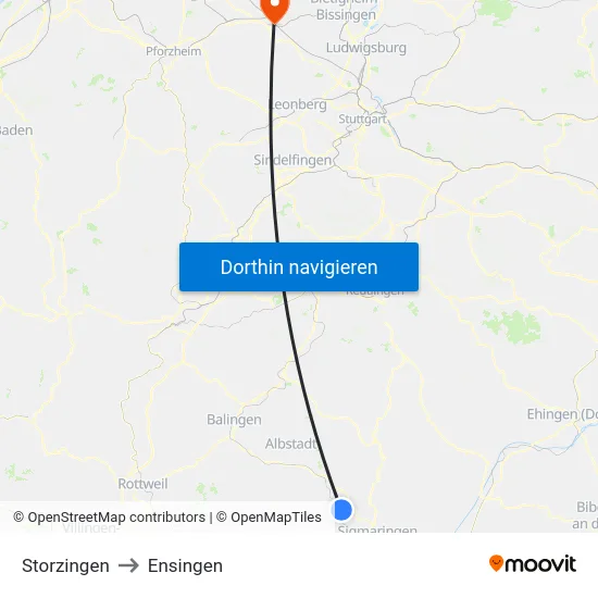 Storzingen to Ensingen map