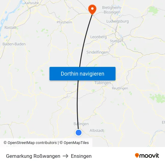 Gemarkung Roßwangen to Ensingen map