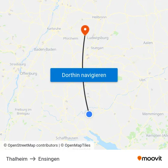 Thalheim to Ensingen map