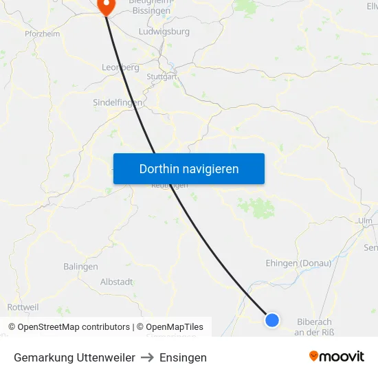Gemarkung Uttenweiler to Ensingen map
