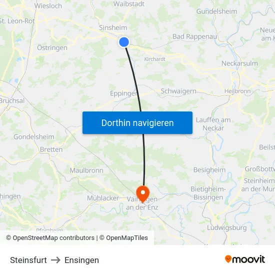 Steinsfurt to Ensingen map
