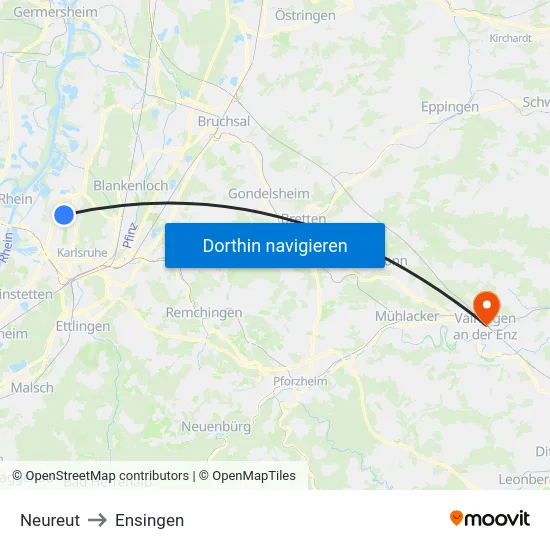 Neureut to Ensingen map