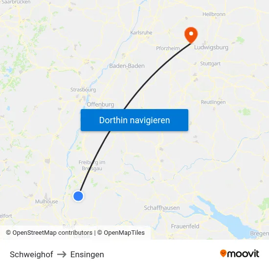 Schweighof to Ensingen map