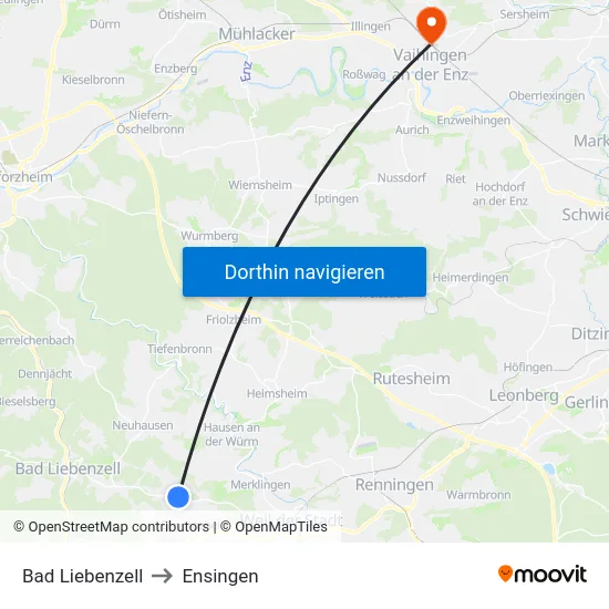 Bad Liebenzell to Ensingen map