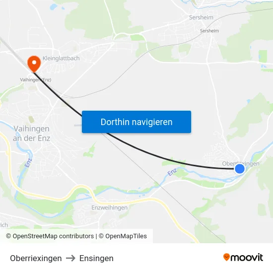 Oberriexingen to Ensingen map