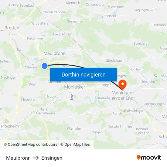 Maulbronn to Ensingen map
