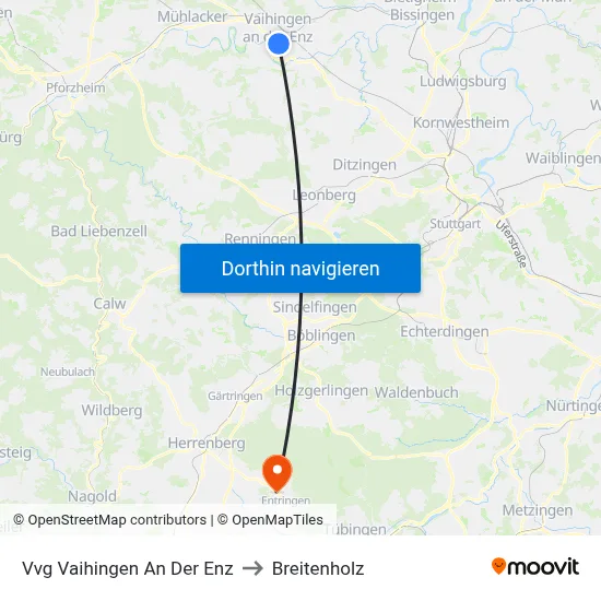 Vvg Vaihingen An Der Enz to Breitenholz map