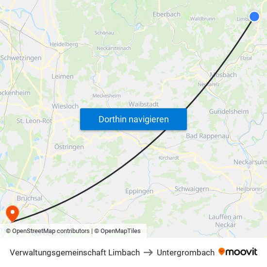 Verwaltungsgemeinschaft Limbach to Untergrombach map