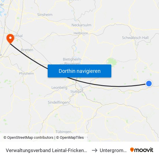 Verwaltungsverband Leintal-Frickenhofer Höhe to Untergrombach map