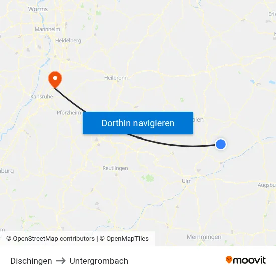 Dischingen to Untergrombach map