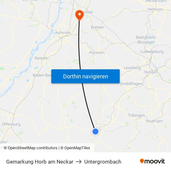 Gemarkung Horb am Neckar to Untergrombach map