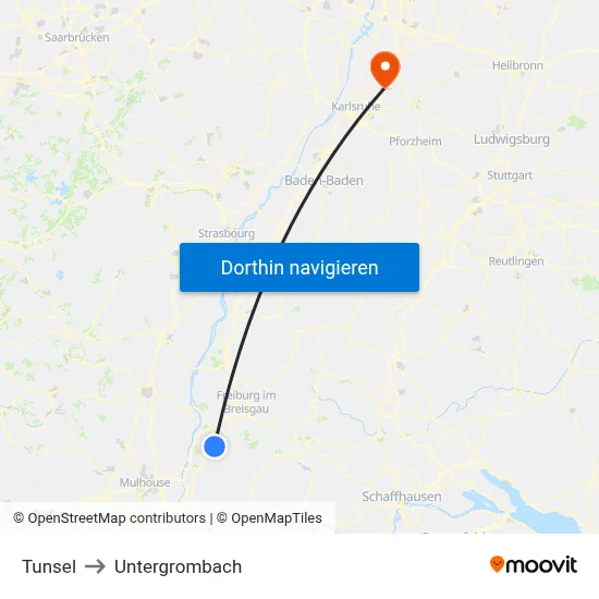 Tunsel to Untergrombach map