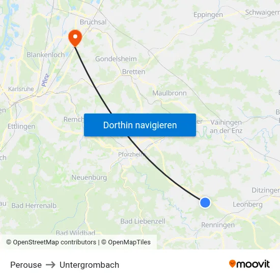 Perouse to Untergrombach map