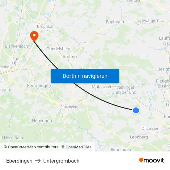 Eberdingen to Untergrombach map