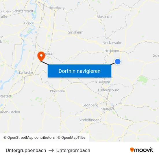 Untergruppenbach to Untergrombach map