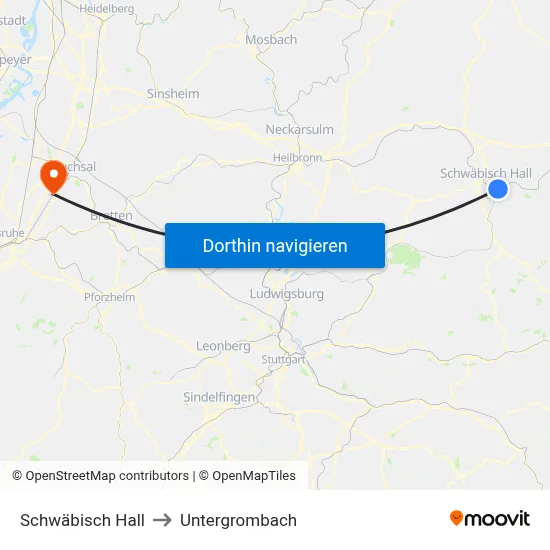 Schwäbisch Hall to Untergrombach map