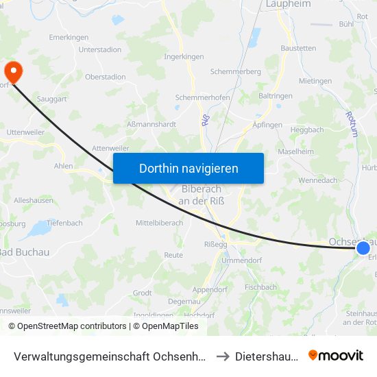 Verwaltungsgemeinschaft Ochsenhausen to Dietershausen map