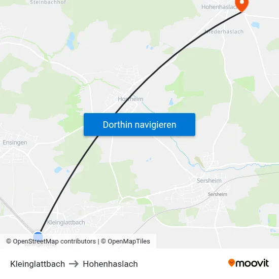 Kleinglattbach to Hohenhaslach map
