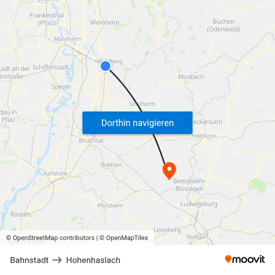 Bahnstadt to Hohenhaslach map
