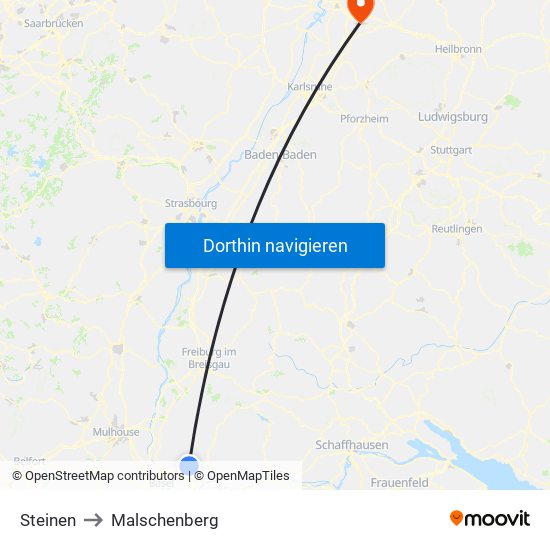 Steinen to Malschenberg map