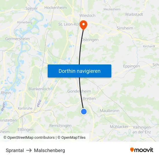 Sprantal to Malschenberg map