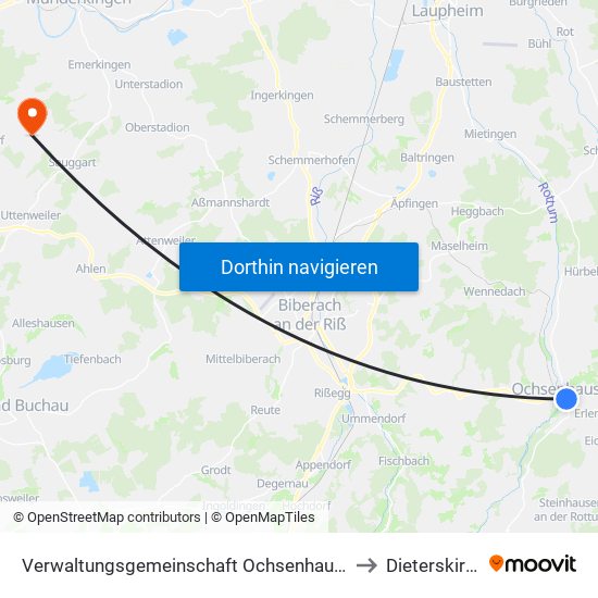 Verwaltungsgemeinschaft Ochsenhausen to Dieterskirch map