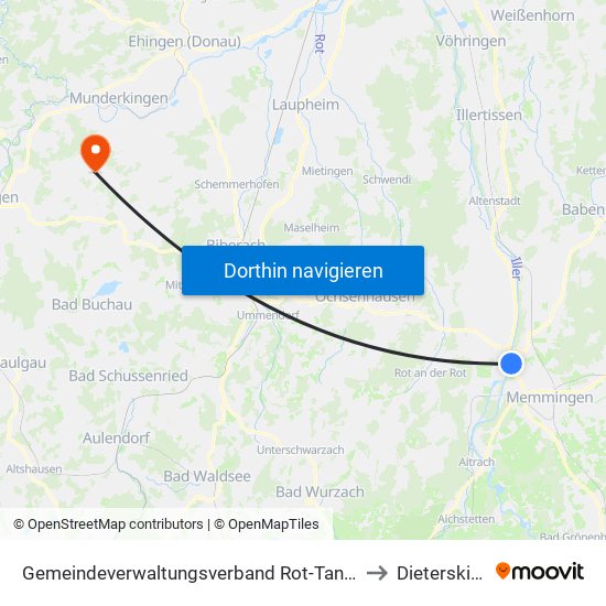 Gemeindeverwaltungsverband Rot-Tannheim to Dieterskirch map
