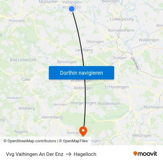 Vvg Vaihingen An Der Enz to Hagelloch map