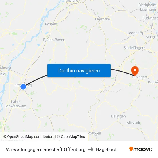 Verwaltungsgemeinschaft Offenburg to Hagelloch map