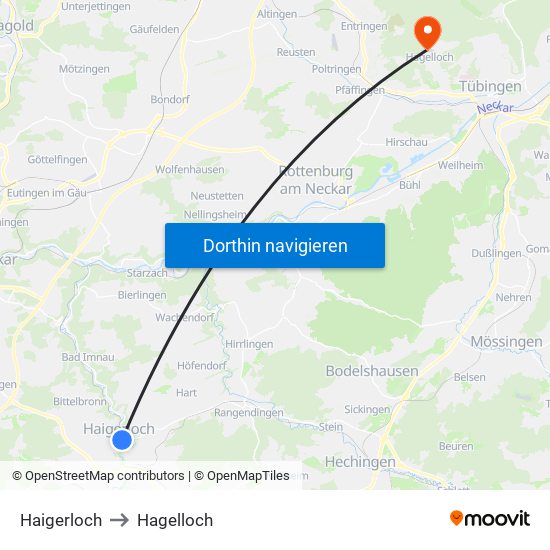 Haigerloch to Hagelloch map