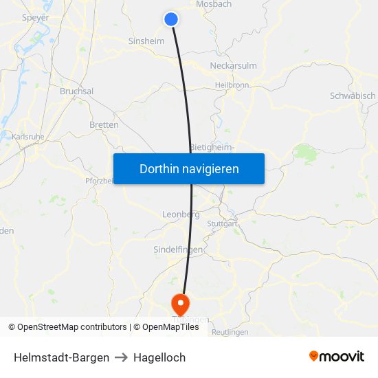 Helmstadt-Bargen to Hagelloch map