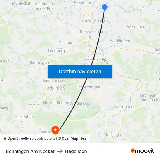 Benningen Am Neckar to Hagelloch map