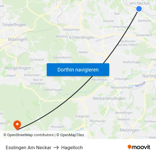 Esslingen Am Neckar to Hagelloch map