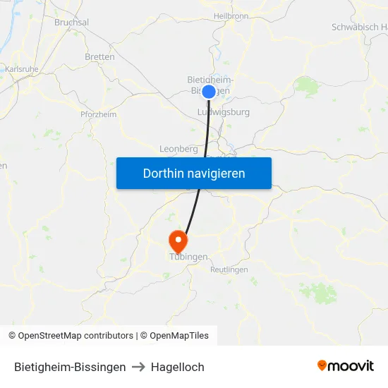 Bietigheim-Bissingen to Hagelloch map