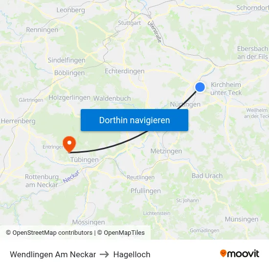 Wendlingen Am Neckar to Hagelloch map