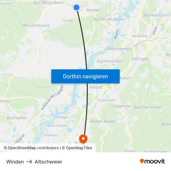 Winden to Altschweier map