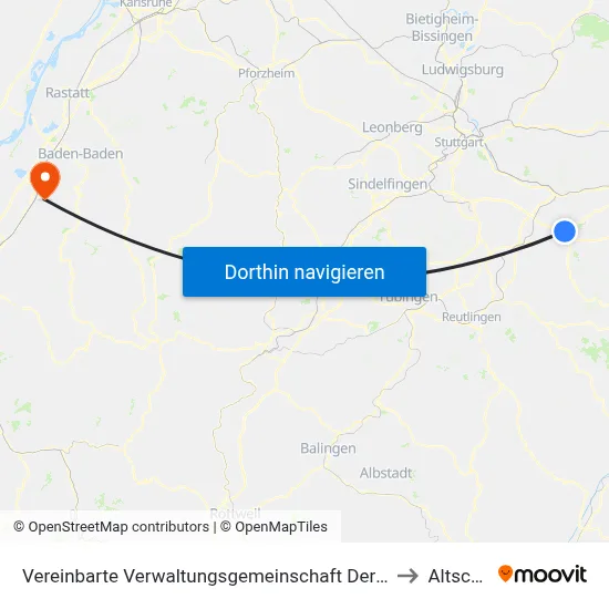 Vereinbarte Verwaltungsgemeinschaft Der Stadt Kirchheim Unter Teck to Altschweier map