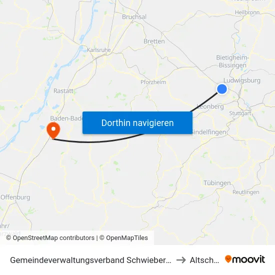Gemeindeverwaltungsverband Schwieberdingen-Hemmingen to Altschweier map
