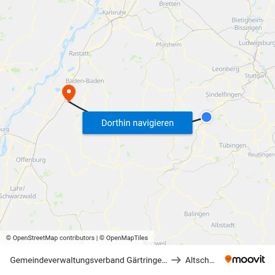 Gemeindeverwaltungsverband Gärtringen/Ehningen to Altschweier map