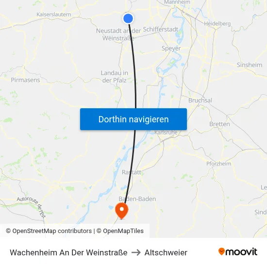 Wachenheim An Der Weinstraße to Altschweier map