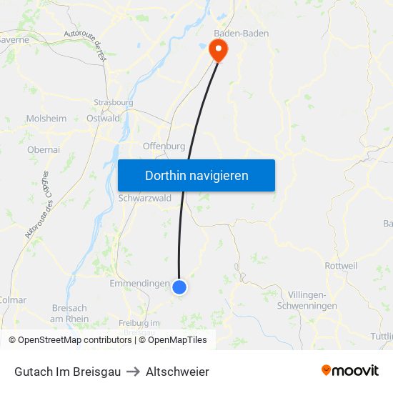 Gutach Im Breisgau to Altschweier map