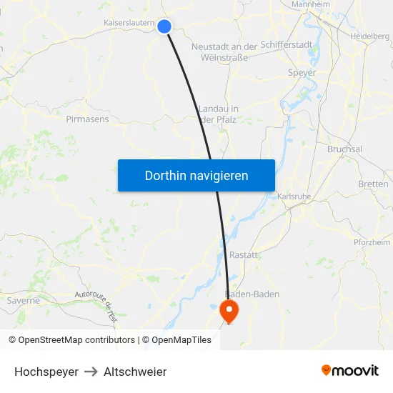 Hochspeyer to Altschweier map