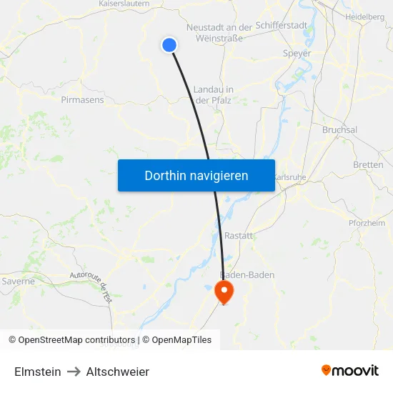 Elmstein to Altschweier map
